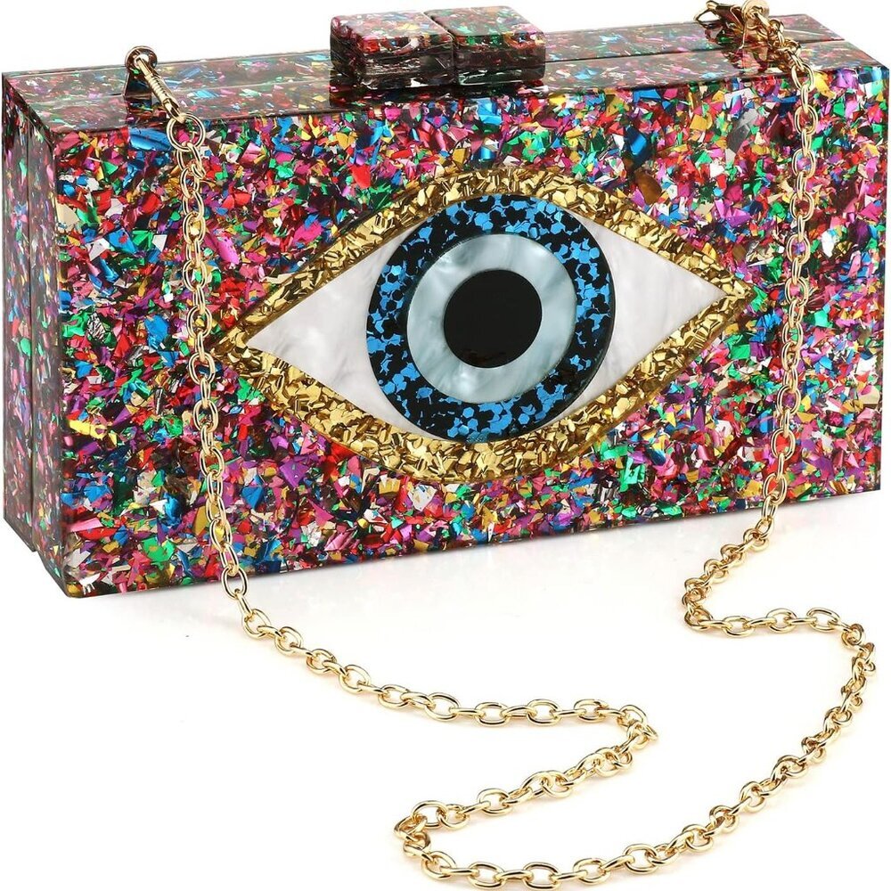 Acrylic Clutch Purses for Women Evening Bag Eyes Multicolor Perspex Box Clutch G